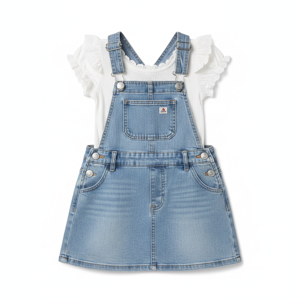 Girls Denim Dungaree Dress