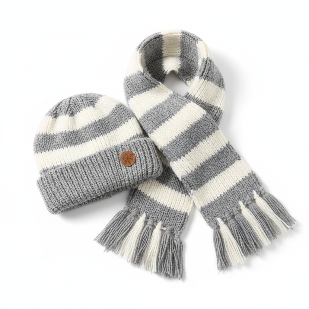 Kids Woolen Beanie & Scarf Set
