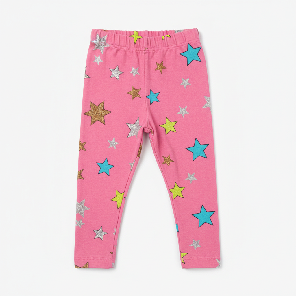 Girls pink star print leggings